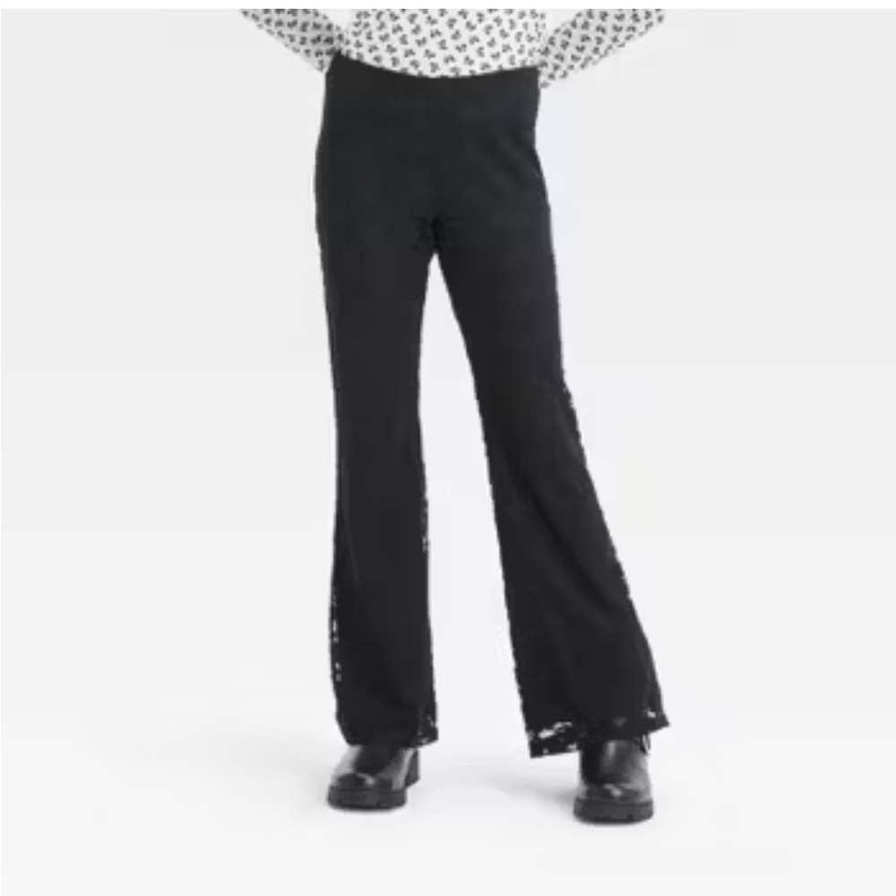 Black Lace Flare Pants